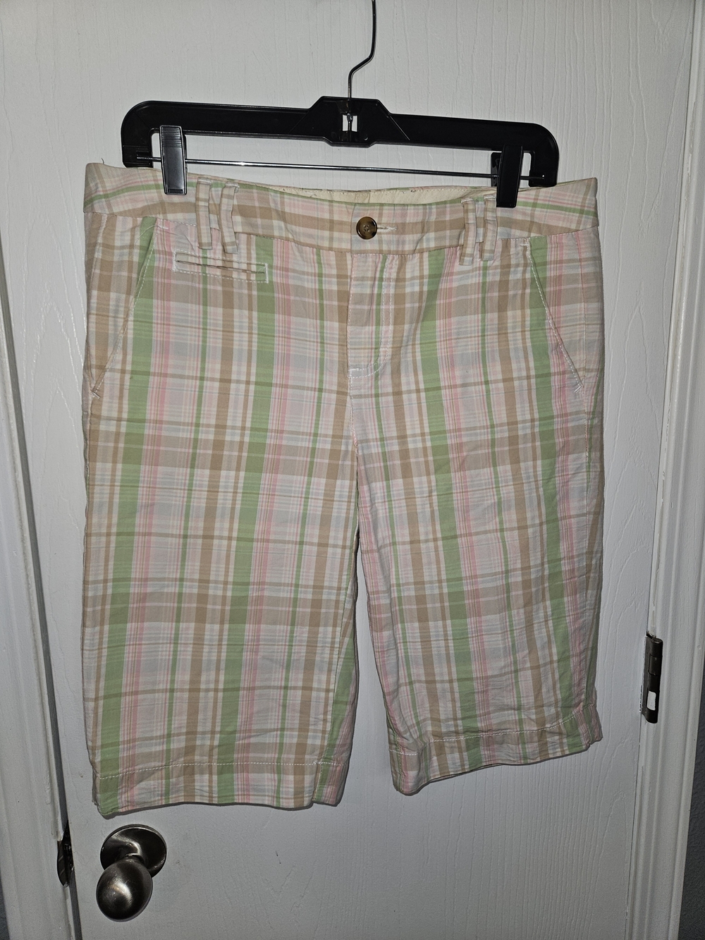 Tommy Hilfiger Pastel Plaid Women’s Bermuda Shorts - Green, Pink, Tan